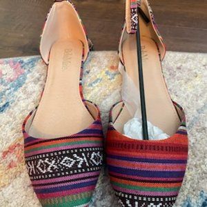 Bella Marie multi pink ankle strap flats